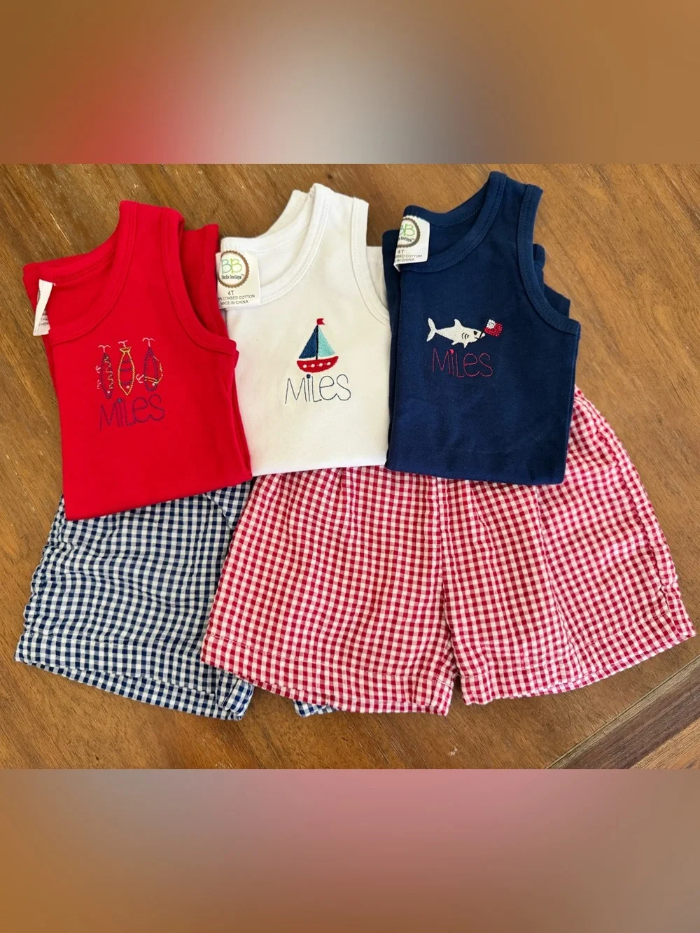 “Miles” embroidered summer sets.